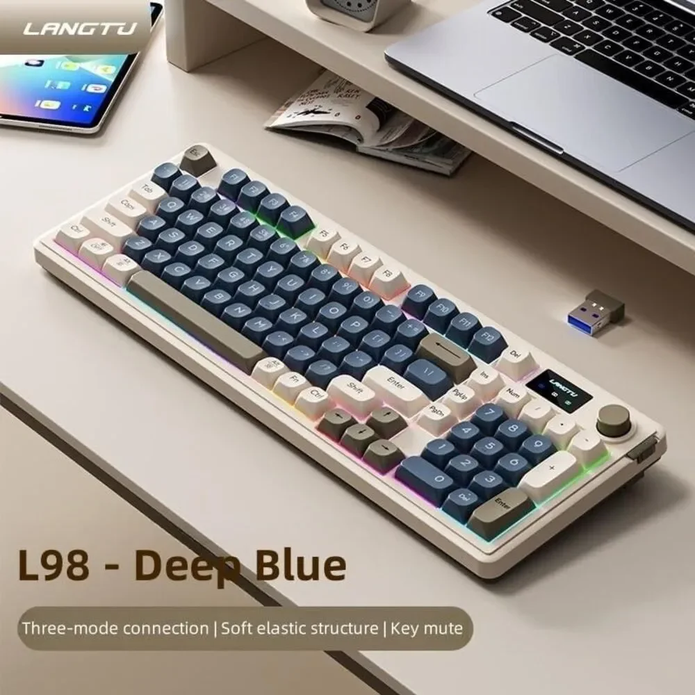 L98 96% Membrane Keyboard Tri-Mode RGB Backlights Rotary Knob + Screen Gasket Mo